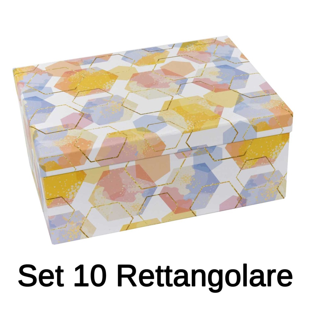 Scatola rettangolare bianca in cartone 1-10 esagoni cm37,5x29h16