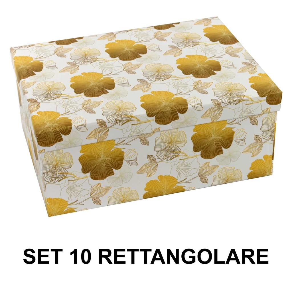 Scatola rettangolare in cartone 1-10 fiori oro cm37,5x29h16