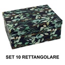 Scatola rettangolare in cartone blu foglie cm37,5x29h16