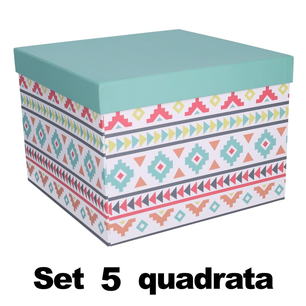 Scatola cartone multicolor quadro cm27,7x27,7h19,3