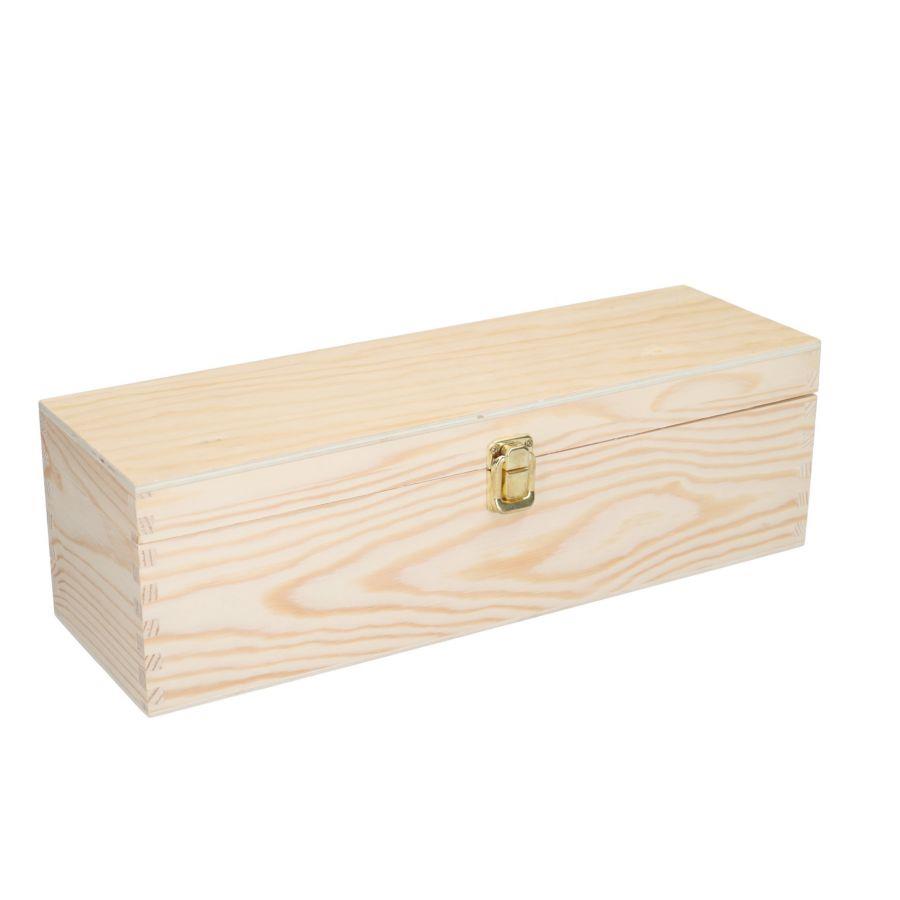 Scatola per vino in legno naturale per 1 bottiglia di champagne 38x13x12 cm