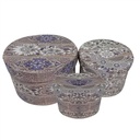 Scatola ecopelle grigio fiori tondo ø27h18