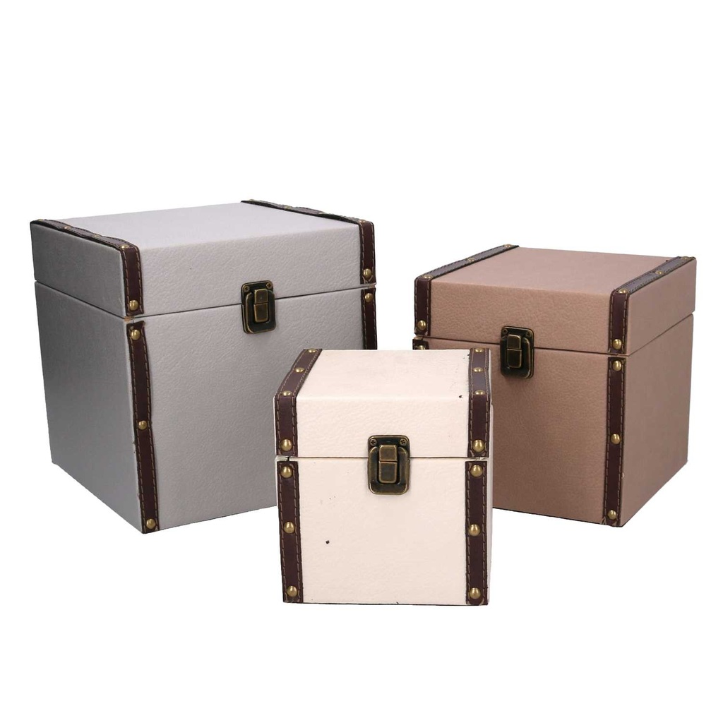 Scatola ecopelle 1-3 neutro quadro 22x22x22 cm