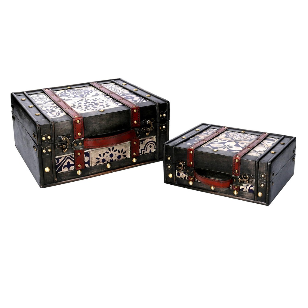 Scatola rettangolare in legno marrone 36x29h17 cm