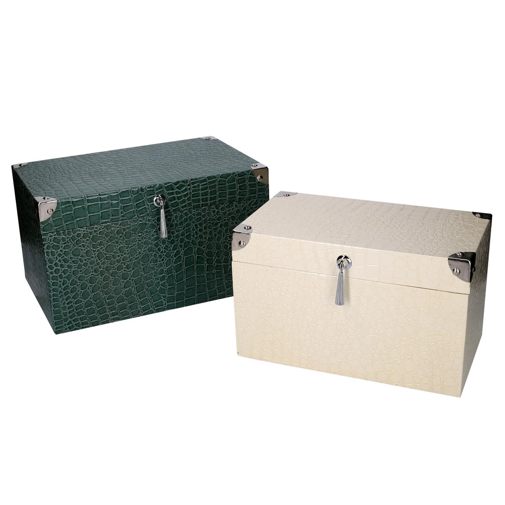 Scatola in legno 1-2 rivestita in ecopelle rettangolare cm35x22h20