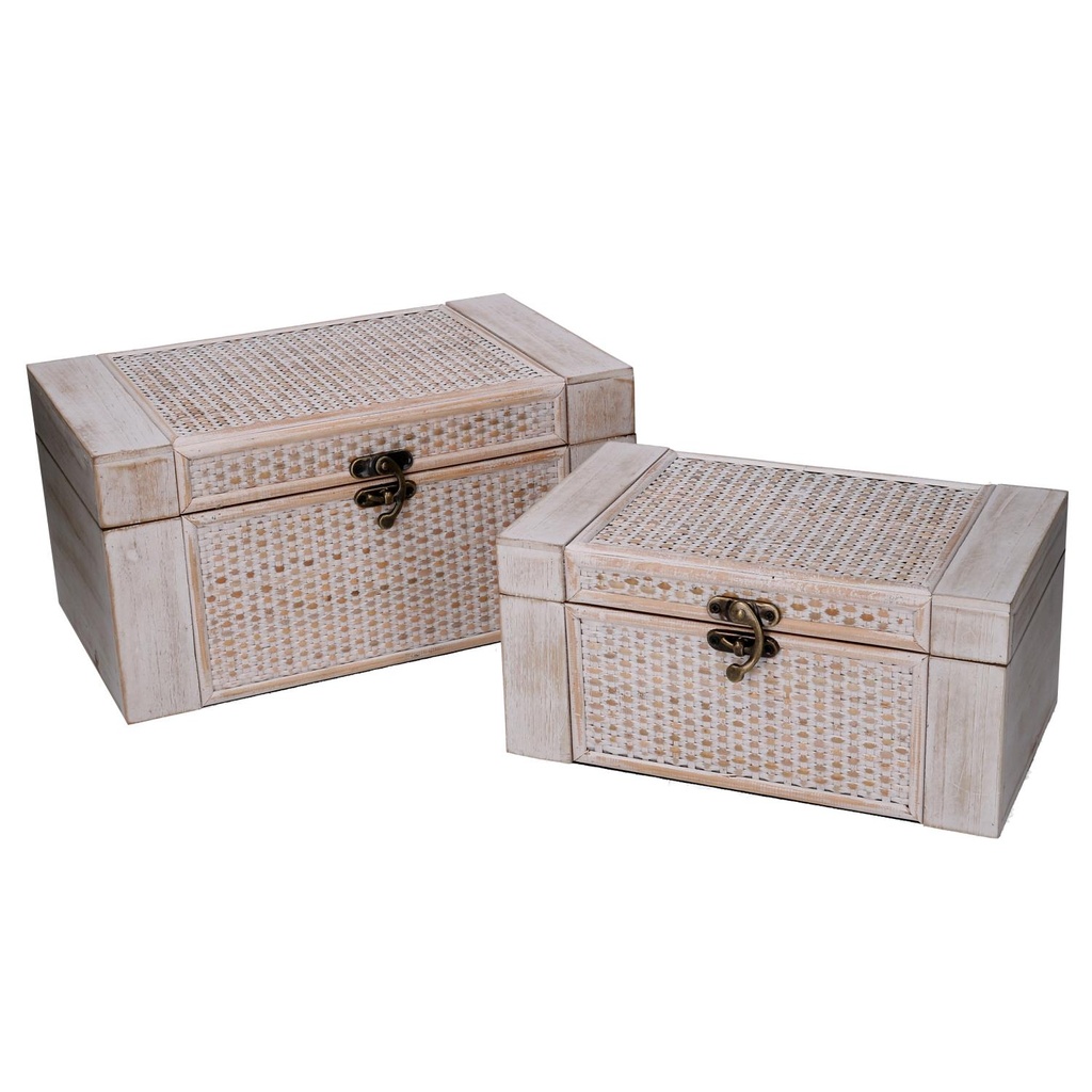 Scatola rettangolare in legno sbiancato 34x20,5h17,5 cm