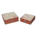Scatola in legno verde con bordo marrone 20x20x6,8 cm