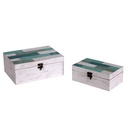 Scatola legno mare rettangolare 26x18h10.5 cm