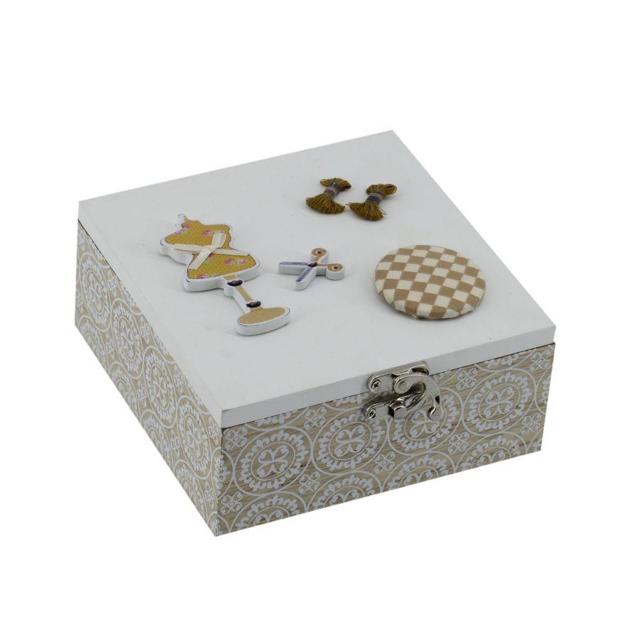 Scatola in legno naturale quadro 15x15x7,5 cm