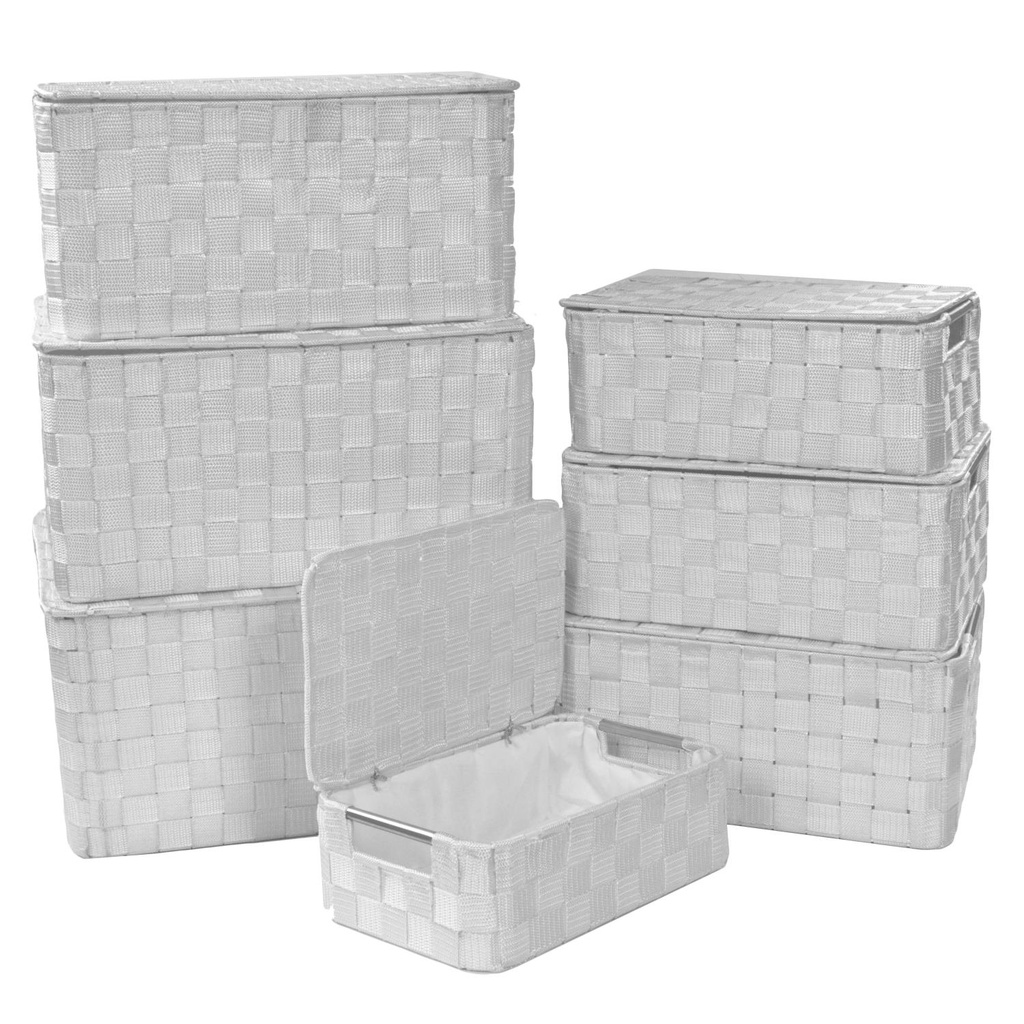 Scatola rettangolare bianca in poliestere 1-7 con manici in metallo cm40x30h21,5