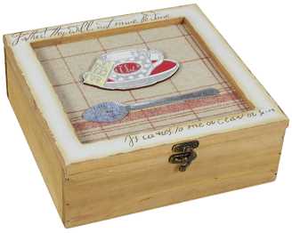 Scatola portathe decoro tazza - 24 x 24 x 8,5 cm