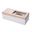 Scatola portathe legno 3 scomparti bianco rettangolare 24x10x7 cm