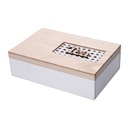 Scatola Portaoggetti in Legno con 6 Scomparti, Bianco Rettangolare 24x16x7 cm
