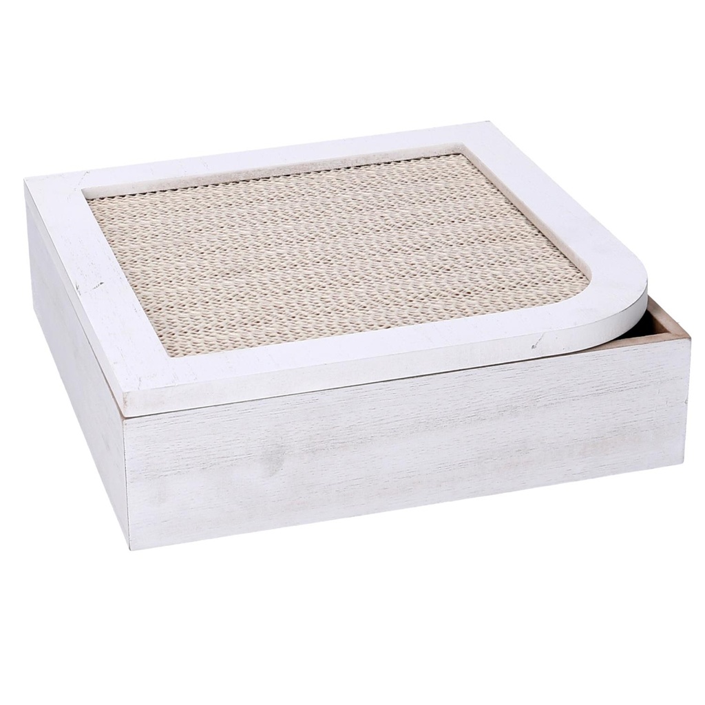 Scatola Porta The in Legno Bianco Quadro 20x20x6 cm