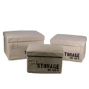 Set di 3 Scatole Rettangolari in Tessuto Crema per lo Storage