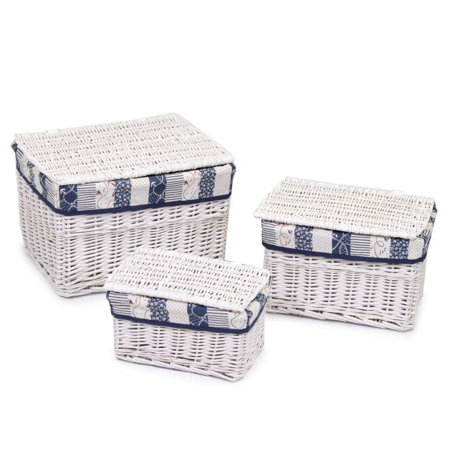 Scatola vimini rettangolare bianco 45x35x30 cm