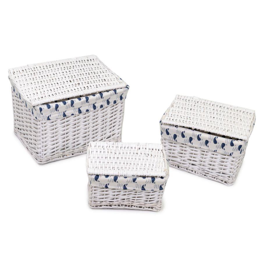 Scatola vimini rettangolare bianca cm45x35h30