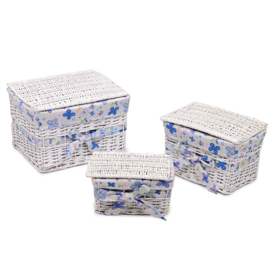 Scatola vimini spaccato rettangolare bianco cm45x35h30