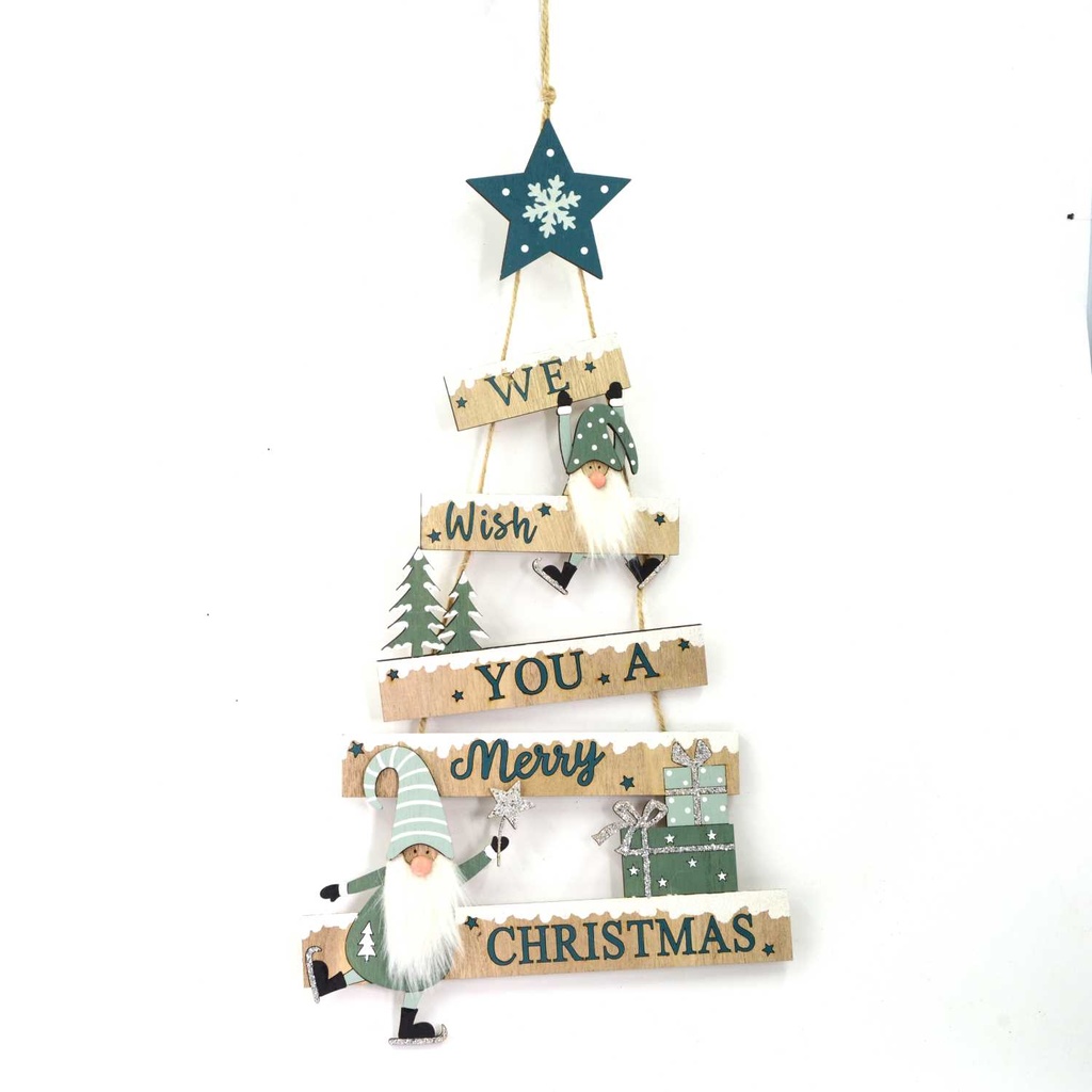 Scritta legno gnomo azzurro 24,5x0,7x63 cm