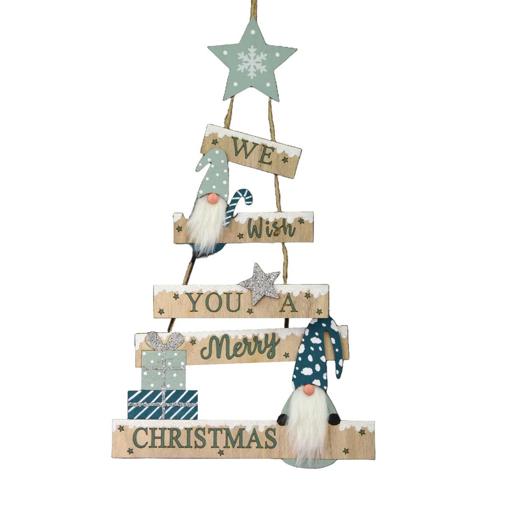 Scritta in legno gnomo verde acqua 24,5x0,7x63 cm