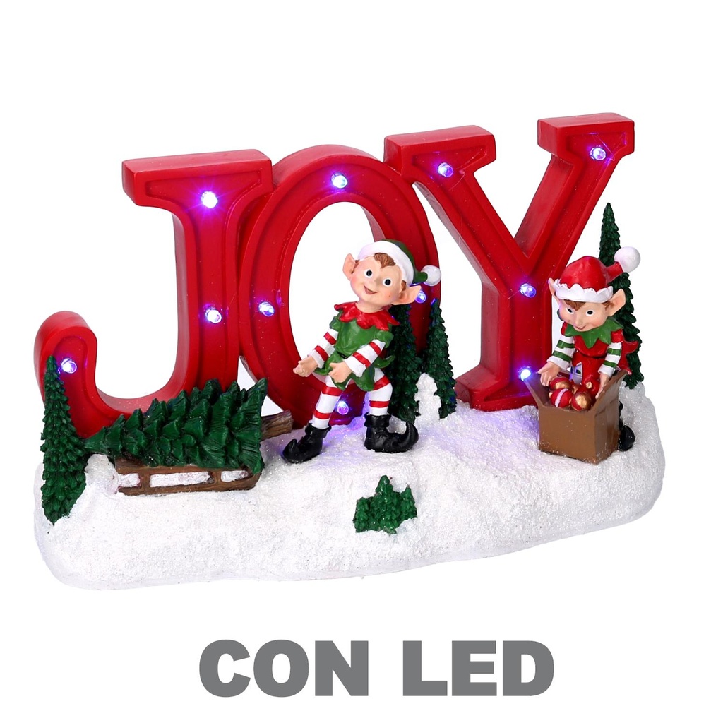 Scritta in resina con elfi led rosso 29,5x8x17 cm