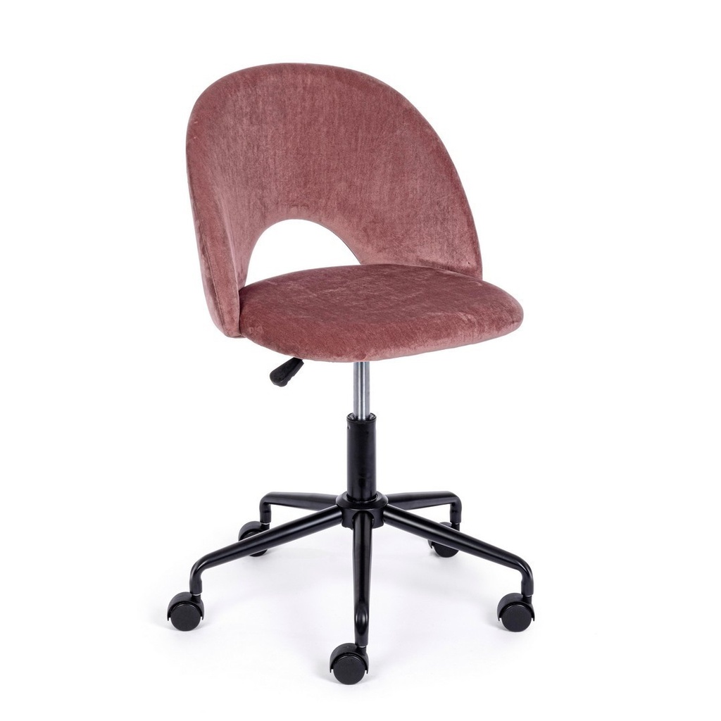 Sedia Ufficio in Velluto Rosa - Misure: 53x60x82 cm