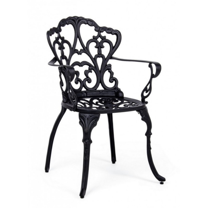 Sedia alluminio antracite esterno barocco cm 57.5x  58 x  87.5h