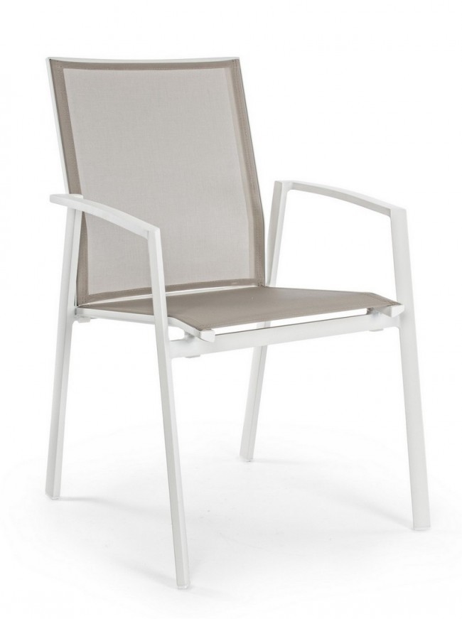 Sedia arredo giardino con bracciolo bianco Cruise - Dimensioni: 57x57x87.5 cm