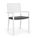 Sedia con braccioli bianco in alluminio - Dimensioni: 55x56.5x86.5 cm