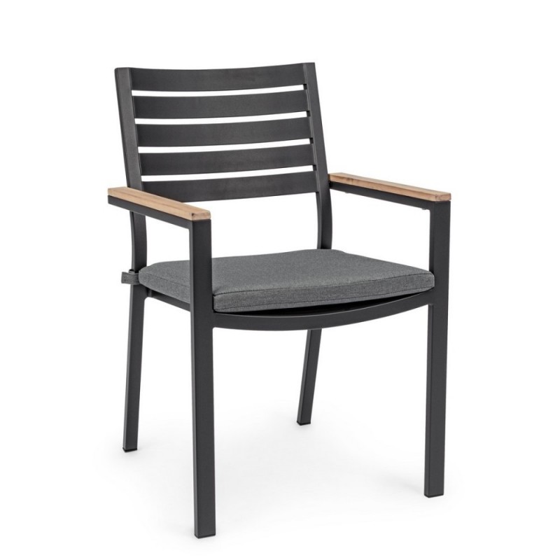 Sedia con braccioli da esterno Belmar naturale/antracite - Dimensioni: 60x58x88.5 cm