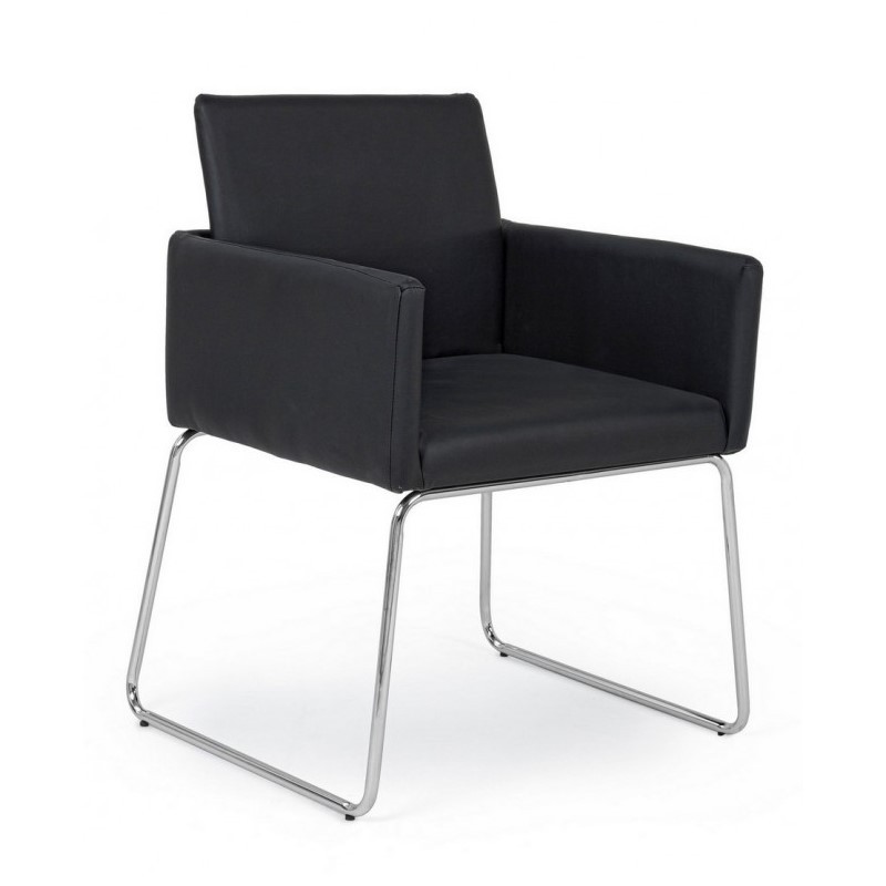 Sedia con braccioli in similpelle Nero SIXTY 60x54x h80,5 cm