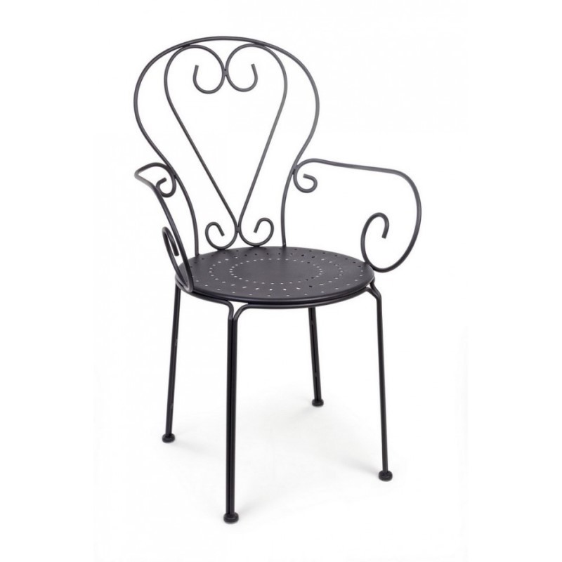 Sedia da giardino con braccioli in acciaio antracite 49x49x h89 cm