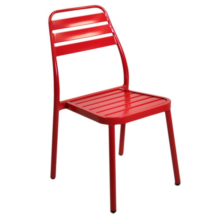 Sedia da giardino esterno rossa impilabile 49x58h45/88 cm