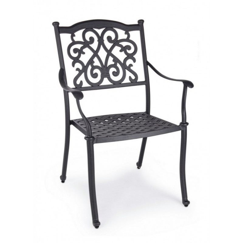 Sedia da giardino in ferro C-BR Ivrea Antracite - Design impilabile - Misure: 65x60x92 cm