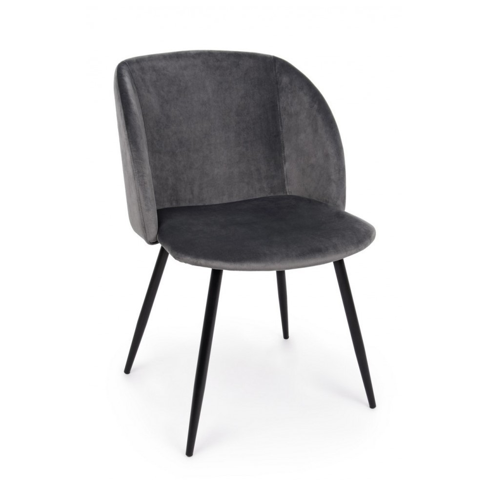 Sedia in velluto grigio con dimensioni 53x60x82 cm