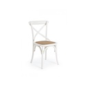 Sedia in Legno Bianca Retro - Struttura in Legno di Olmo - Seduta Imbottita in Rattan Naturale - Finitura Poliuretanica - Misure: 50,5x52x87 cm - Altezza Seduta: 46 cm
