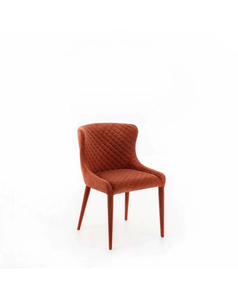 Set di 4 Sedie in Microfibra Ruggine con Struttura in Metallo, Dimensioni 58cm x 50.5cm x 83cm