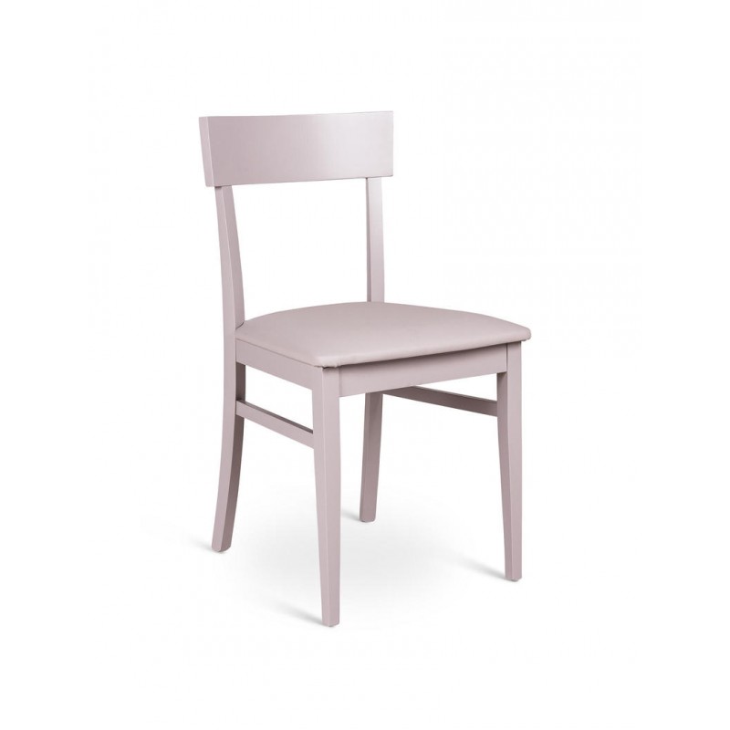 Set di 4 sedie in legno laccato grigio chiaro con seduta in similpelle, 45x44x82 cm