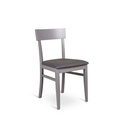 Set di 4 sedie in legno laccato grigio scuro con seduta in similpelle, 45x44x82 cm