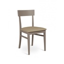 Set di 4 sedie in legno laccato tortora con seduta in similpelle, dimensioni 45x44x82 cm
