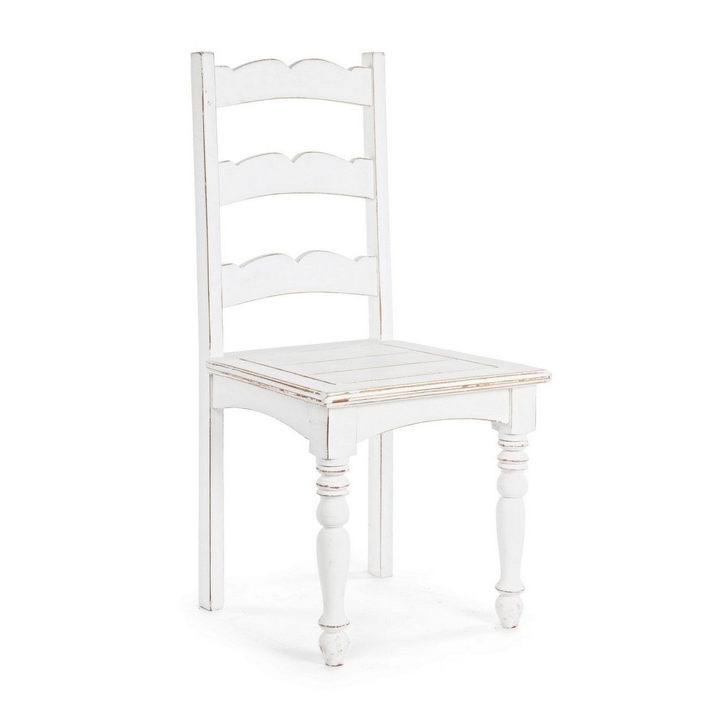 Sedia Colette in legno stile rustico bianco shabby - Dimensioni: 45x45x102 cm
