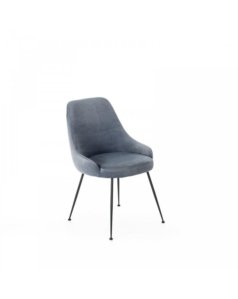 Sedia in microfibra avio con struttura in metallo nero, 48.5cm x 49.5cm x 80cm