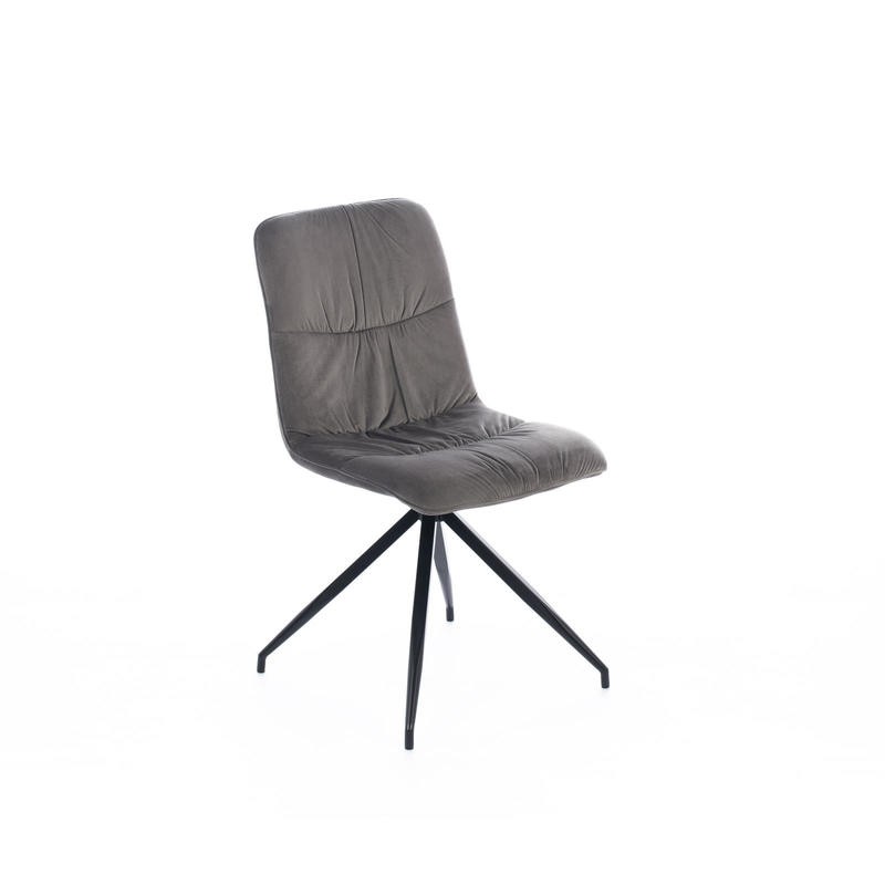Set di 4 sedie in tessuto microfibra effetto velluto grigio scuro, dimensioni 38x43x86.5 cm