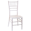 Sedia in legno chiavari sbiancato con cuscino avorio - Dimensioni: 40x40h43/92 cm