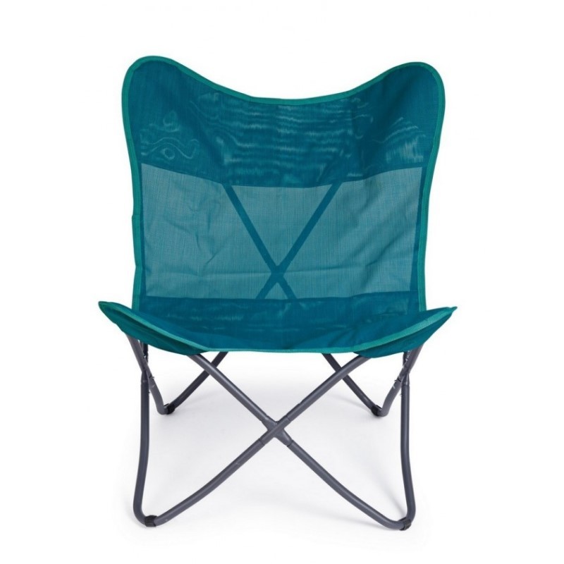 Sedia mare pieghevole in textilene verde acqua 77.5x81x h89 cm