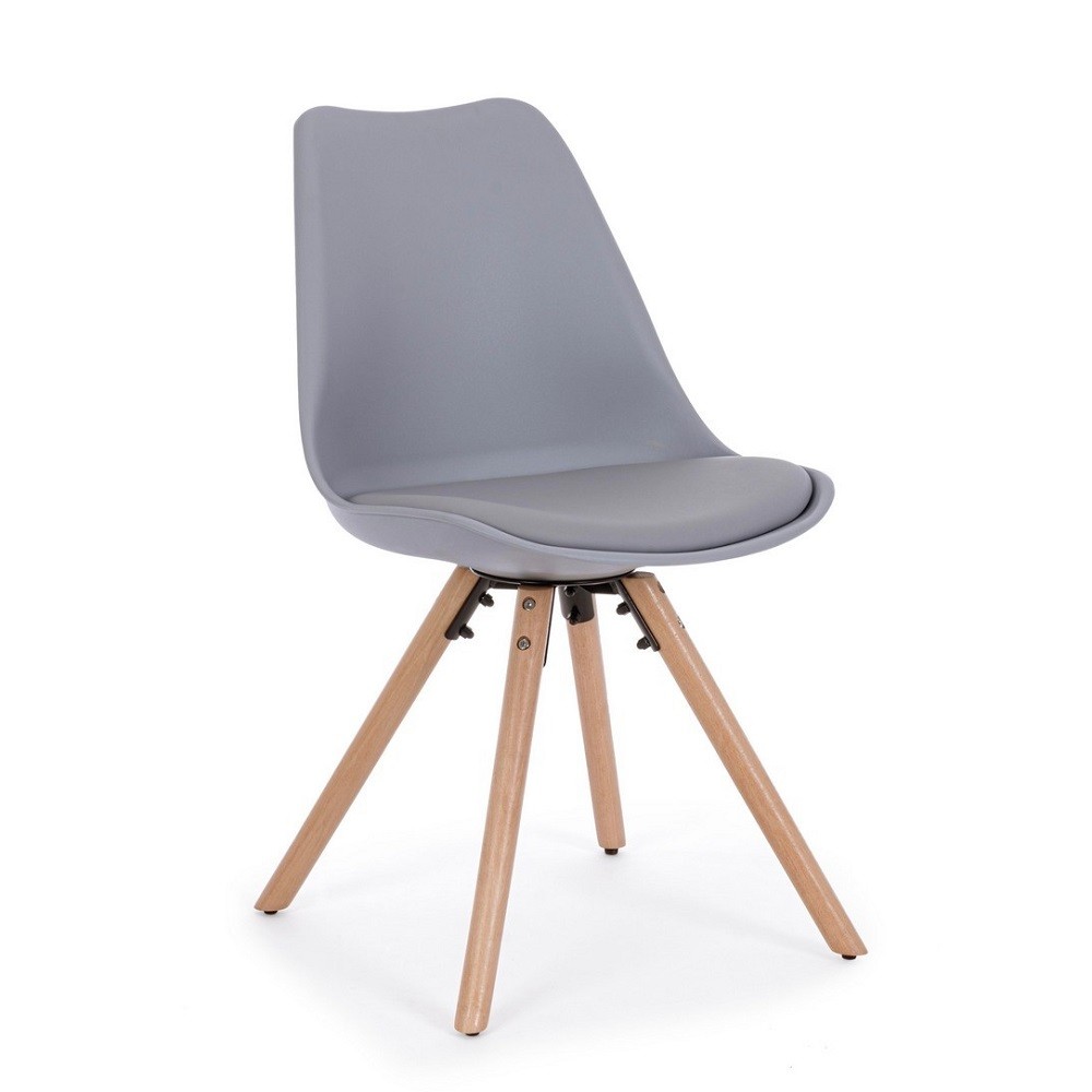 Sedia moderna grigia in legno, plastica similpelle - New Trend - 59 x 49 x 83,5 cm