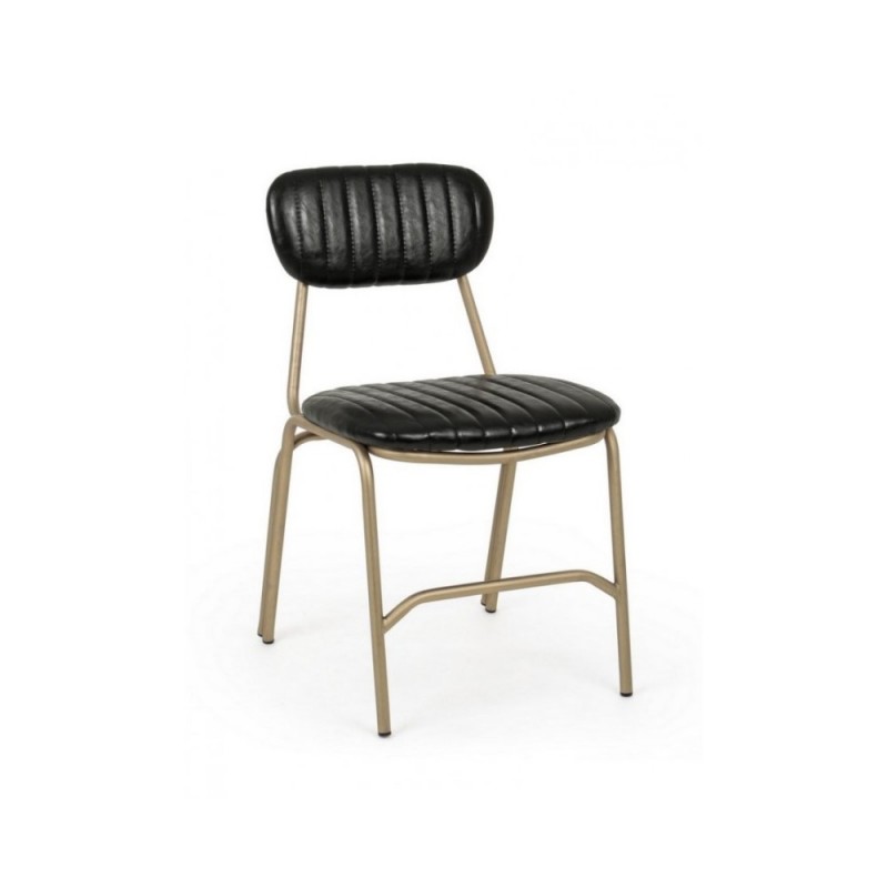 Sedia moderna retro Addy in acciaio similpelle nero 44x55x75 cm