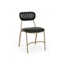Sedia moderna retro Addy in acciaio similpelle nero 44x55x75 cm