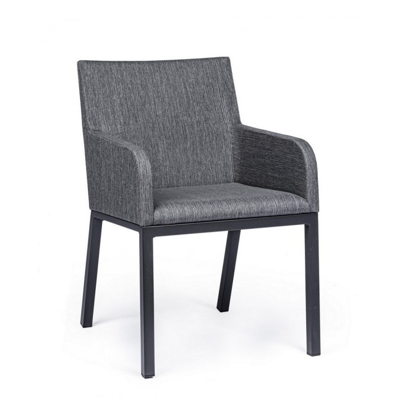 Sedia per esterno con braccioli in tessuto Antracite 55x62x h82 cm