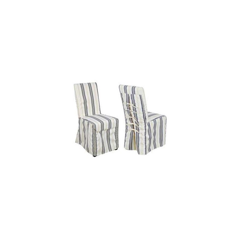 Sedia tessuto a righe grigio-blu - Dimensioni: 47x57x100 cm